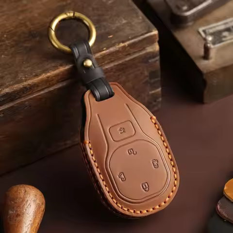 Leather Car Key Cover Case Remote Keyring Bag for GAC Trumpchi 2021 Empow J11 J12 J13 J14 J15 J16 GS