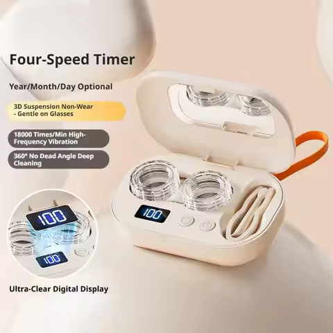 Ultrasonic Contact Lens Cleaner, Rechargeable 360° Deep Sterilizing Cleaning Case, Lens Washer for S