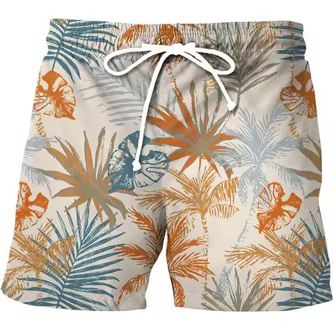 Hawaii Tropics Sea Island Plant 3D Printed Boy Beach Shorts Fashion Vacation Surfing Short Pants Swi