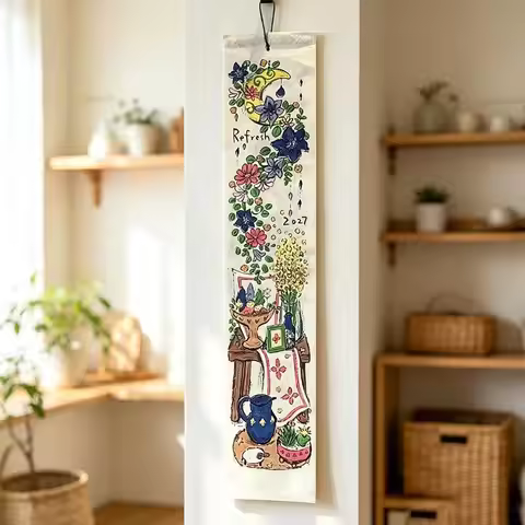 Flower Illustration 2027 Doodle Wall Calendar Doodle Style Hand-Drawn Style Decorative Calendar Vint