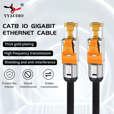 YYAUDIO Rj45 Cat8 Ethernet Patch Cable 40Gbps High Speed SSTP UTP Network Cable Ethernet LAN Network