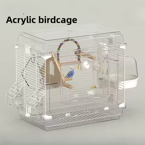 Transparent Acrylic Birdcage Cage Portable Parrot Carrier Large Viewing Cage Villas Budgie Parrot Ca