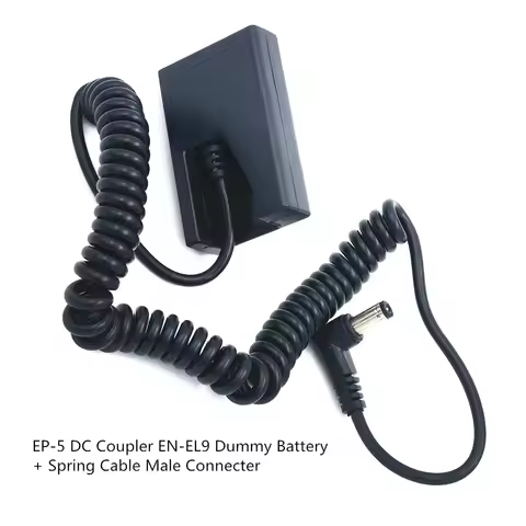 5521 Male Spring Cable+EP-5 DC Coupler EN-EL9 Dummy Battery for Nikon D40 D40X D60 D3000 D5000 Digit