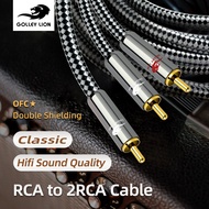 GOLLEY LION RCA Y-อะแดปเตอร์1 RCA ตัวผู้ถึง2 RCA ตัวผู้แยกสายออดิโอสเตอริโอดิจิตอลสำหรับซับวูฟเฟอร์โ