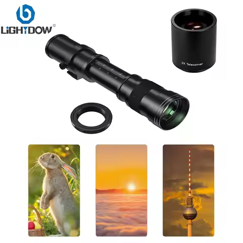 Lightdow 420-800mm F8.3 Manual Telephoto Zoom Lens Long-distance Photography with 2X Converter Set f