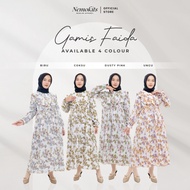 NEMOKITS Gamis Faida - Gamis Motif Bunga Midi Dress Pakaian Muslim