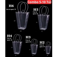 Combo of 5-10 Trapezoidal Mica Bags H3 H4 H5, PVC Bags with Luxurious H-shaped Inner Handles, Good S
