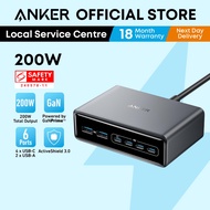 Anker Prime Charger 200W Fast Charging Station 6-Port GaN USB C Charger Desktop Multi Plug A2683