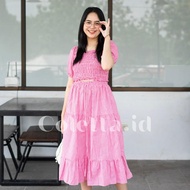 STL JOVITA Sabrina Korean Style Jumbo Wanita Dres Big Size Gaun Casual A Line Lengan Panjang Oversiz