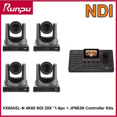 1-6pcs 4k60fps NDI PTZ Camera 20X Zoom Live Streaming Camera SDI HDMI 1pc NDI PTZ Camera Controller 
