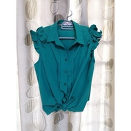 Sleeves Green Top Blouse