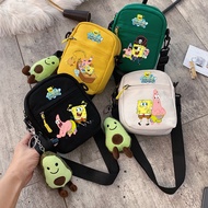 SpongeBob Square Shoulder Bag Canvas Small Square Bag Boys and Girls Canvas Bag Fashion Casual Small