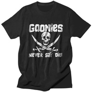 Top Tees The Goonies Never Say Die Men T Shirt Cotton Tee Comedy Film Skull Pirate Tshirt Short Slee