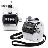 2 Pack Metal Hand Counter Four-Digit Counter with Lanyard Silver Counter Click Counter Handheld Clic