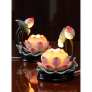 Dehua ceramic lotus lamp Buddhist supplies for worship and temple decoration led Buddha lamps, offer