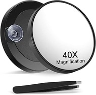 Macaki 40X Magnifying Mirror with 2 Suction Cups, 3.5 inches Magnified Makeup Mirror and Slant Tweez