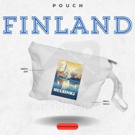 Discountgedegedean Finland Helsinki Souvenir Pouch Wallet By Finland Blacu Material with Zipper Type