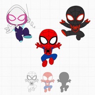 3 小蜘蛛俠超級英雄 Svg 剪切文件，幽靈蜘蛛 svg，小蜘蛛俠 svg