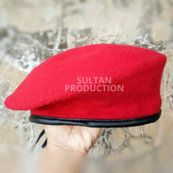 BARET WARNA Baret Pria Biru dan Hijau TNI AD STANDARD MILITER atau POLRI Berkualitas Warna Merah Bir