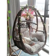 🚢...TCradle Chair Single Thick Rattan Basket Indoor Swing Balcony Rattan Chair Space Basket Double Double Rod Glider
