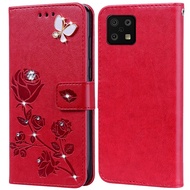 Diamond Embossing Print Rose Case For Sharp Aquos Sense 6/Aquos Sense 5/Aquos E6 Book Leather Full S