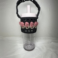 鬱金香花朵大象杯飲料編織提袋