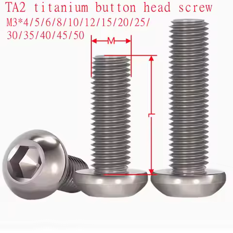 10pcs Titanium button head screw M3x4/5/6/8/10/12/15/20/25/30/35/40/45/50 ISO7380 TA2 titanium hex s
