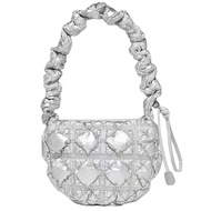 LOMOGI New Carlyn Niche Glossy Silver Cloud Pleated Small Bag Women Dumpling Shoulder Crossbody Bag Sling Bag