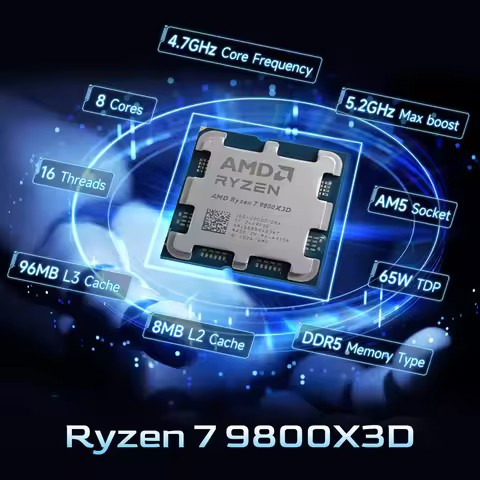 AMD Ryzen 7 9800X3D 8-Core 16-Thread L3=96M 4.7GHz 120W DDR5 Socket AM5 4NM R7 9800X3D Gaming Proces