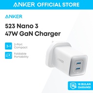 Anker USB C Charger 47W, 523 Charger (Nano 3), 2 Port Compact Foldable GaN Fast Charger for Phones, 