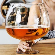 水杯家用特大號啤酒杯巨大大巨型酒杯杯高腳杯大容量玻璃英雄杯熱