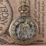 Twelve Constellation Aquarius Retro Flip Pocket Watch Simple Student Creative Gift Necklace Watch Pe