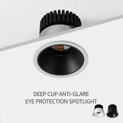 Aisilan Anti-glare LED COB Round Recessed Ceiling Downlight 7W 9W 12W 3000K Aluminum Home Living Roo