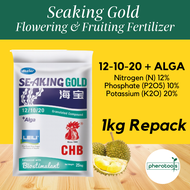 Pherotools LEILI 1kg SeaKing Gold NPK Fertilizer + Alga Biostimulant (Baja 12/10/20 + Sulfur) Baja Bunga Baja Buah Baja Durian Baja Ros Tanah Semaian Alat Pertanian
