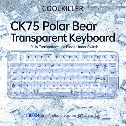 Coolkiller Polar Bear CK75 Transparent Mechanical Keyboard Wireless Bluetooth Gaming Esports Three-M