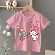 Cute Girl Store🚀COD 2025 Meredith kanak-kanak perempuan kapas t-shirt merah jambu lucu kasual top
