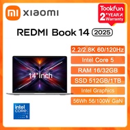 Redmi Book 14 2025 Komputer riba Intel Core 5 210j 220j 14inci 2.2/2.8k 120hz Ram 32gb Ssd 1tb Noteb