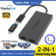 Wavlink Usb 3.0 To Dual Hdmi Monitor Adapter, Universal Usb-C Hub Adaptor Max 4k (3840x2160) Display Output, Usb A /Type C Input And Dual Hdmi Ports Output, Supports Windows 7/8/8.1/10, M1/M2 Mac Os 10.10x Or Above, Chrome.