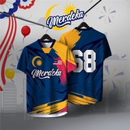 MERDEKA 68th Anniversary National Day T-Shirt Independence Day Short Sleeve Malaysia Jersey Top Baju