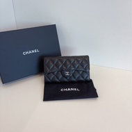 Chanel 香奈儿 黑银鱼子酱经典CF长钱包 尺寸18*11
