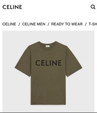 Celine men’s khaki green logo t shirt M T恤 NEW