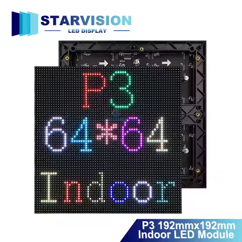 SMD Indoor P3 RGB LED Matrix Module 64x64 Pixels High Resolution 1/32 Scan LED Display Panel for Adv
