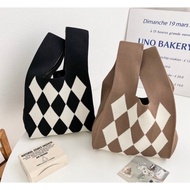 Old Money Look Rhombus Knit Bag