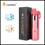 CIVAGO(22oz)Plating Wide Mouth with Sport Lid Vacuum Insulated Tumbler Stainless Steel Drinking Wat