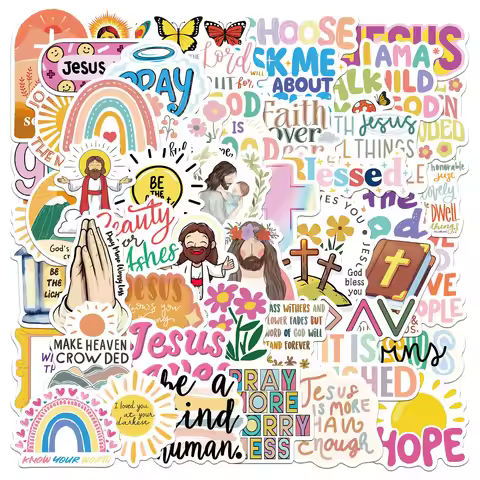 50PCS Jesus Christian Stickers Religious Stickers Bible Verse Sticker Christian Decals for Water Bot