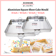 Aluminium Shallow Square Cake Mould Tin (8/10/12/13 inch) | Cake Baking Tray | Loyang Kek Segi Empat