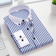 Mens white shirt  long sleeves slim fit  Windsor collar  black buttons comfortable and high-quality 