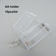 10pcs/lot  1.5v 2 port X AA AA Battery Holder Box Case with Switch 2 Slot 3V for DIY wire lead  SG9B