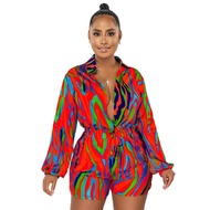 Women's Two Piece Outfits Casual Long Sleeve Shorts Pants Set Sweatsuits Jogging Tracksuit with Pock