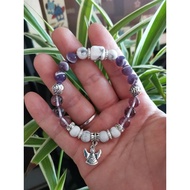 Howlite, Dreamy Amethyst and Amethyst Crystal Bracelet (17)